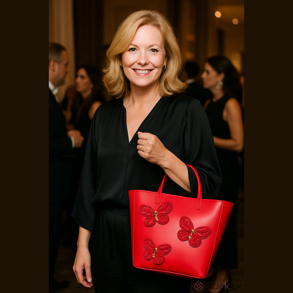 Stuart Weitzman Papillion Red Leather Handbag - Picture 1 of 14